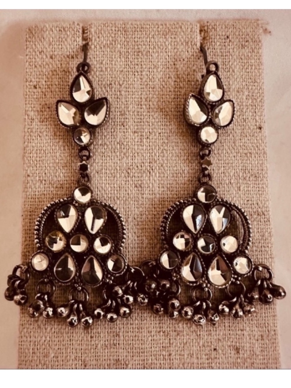Kundan Silver Earrings - Picture 1 of 8